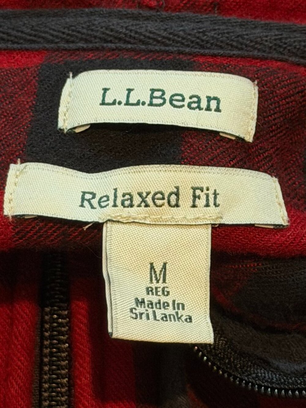 L.L. Bean Women's Red Buffalo Plaid Hooded Zip Shacket Jacket Size M - Picture 8 of 11